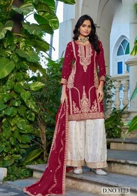 maroon Zari Work Silk Salwar Kameez