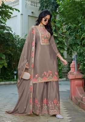 chiku Zari Work Silk Blend Salwar Kameez