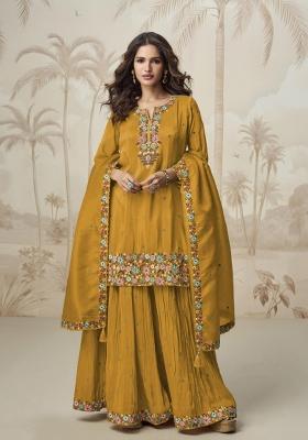 mustard Zari Work Shimmer Salwar Suit