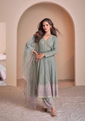 sky blue Zari Work Georgette Salwar Suit