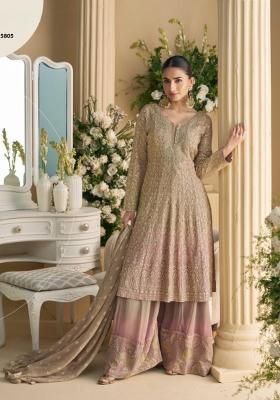 beige Zari Work Georgette Salwar Suit