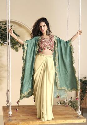 maroon Zari Work Silk Indo Western Set