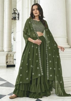 mehendi Zari Work Georgette Indo Western Set