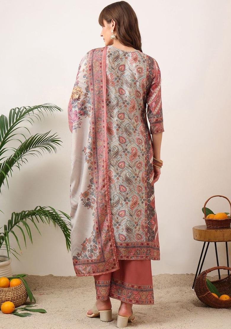 Multi Solid Silk Blend Kurta Set - Indya