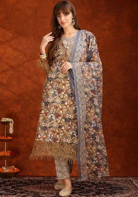 Multi Printed Cotton Blend Kurta Set