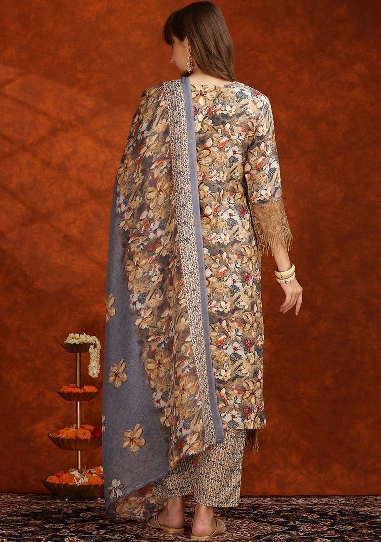 Multi Printed Cotton Blend Kurta Set - Indya