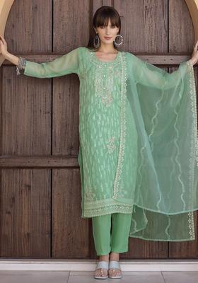 Green Solid Shantoon Kurta Set