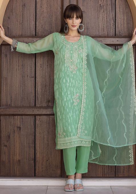 Green Solid Shantoon Kurta Set