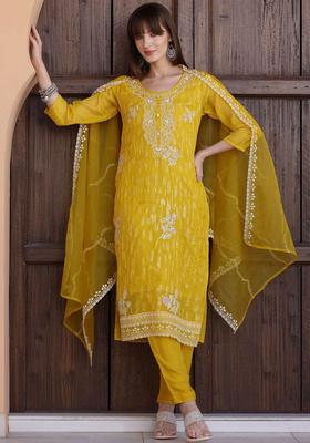 Yellow Solid Shantoon Kurta Set
