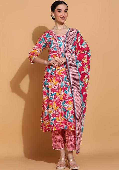 Multi Printed Cotton Kurta Set