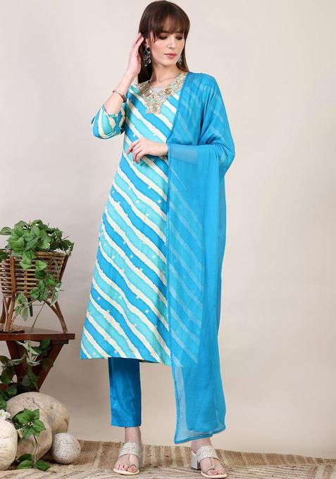 Blue Solid Shantoon Kurta Set