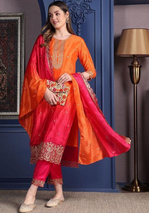 Multi Embroidered Shantoon Kurta Set