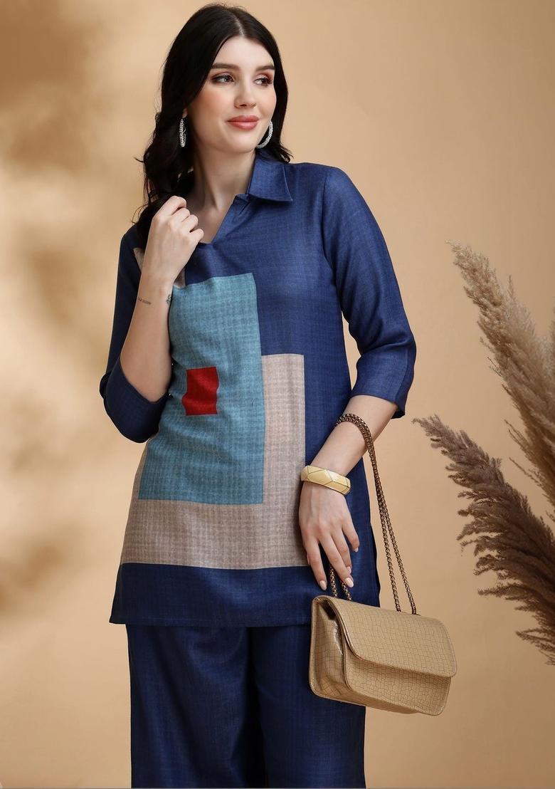pink Zari Work Silk Blend Kurta Set - Indya