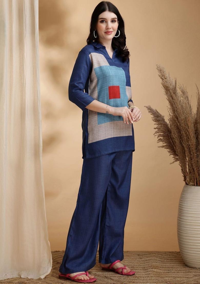 pink Zari Work Silk Blend Kurta Set - Indya