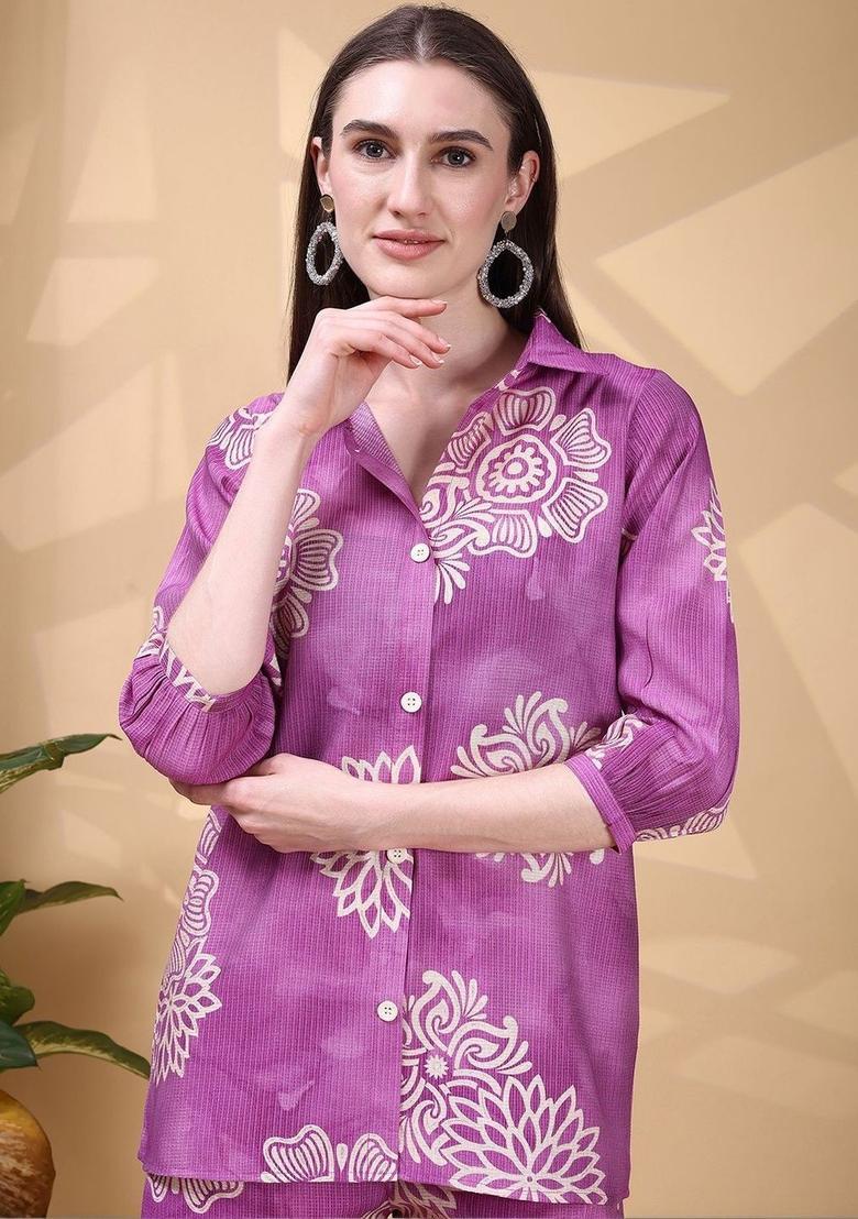 orange Zari Work Silk Blend Kurta Set - Indya