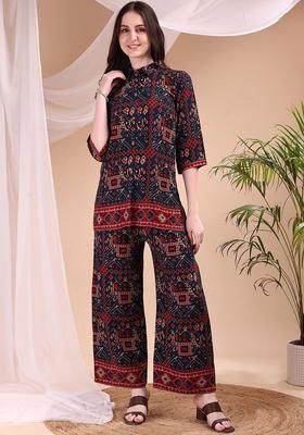 navy blue Zari Work georgette Kurta Set