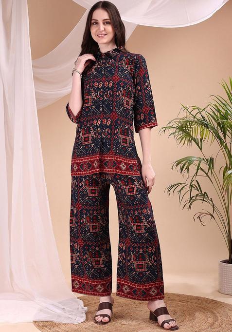 navy blue Zari Work georgette Kurta Set