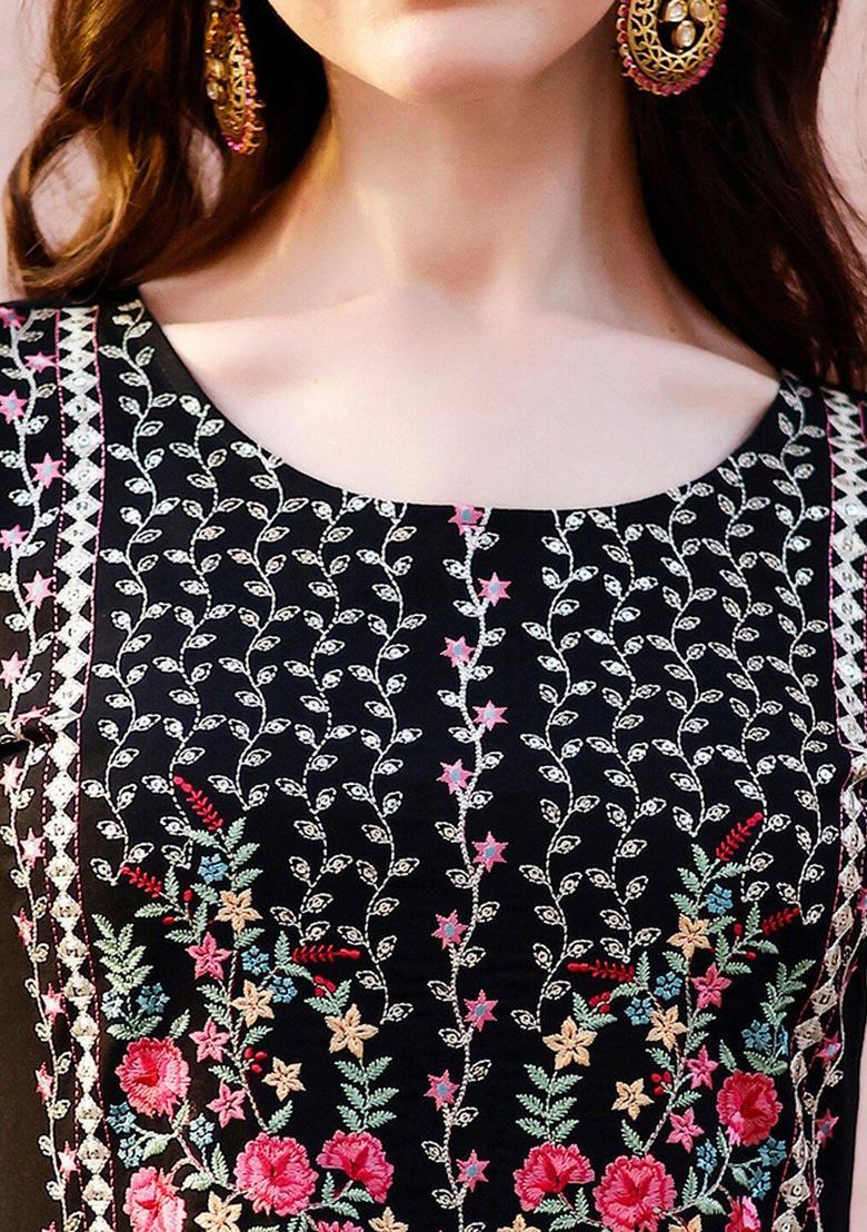 Black Solid Viscose Rayon Kurta Set - Indya