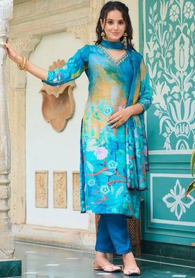Blue Solid Shantoon Kurta Set