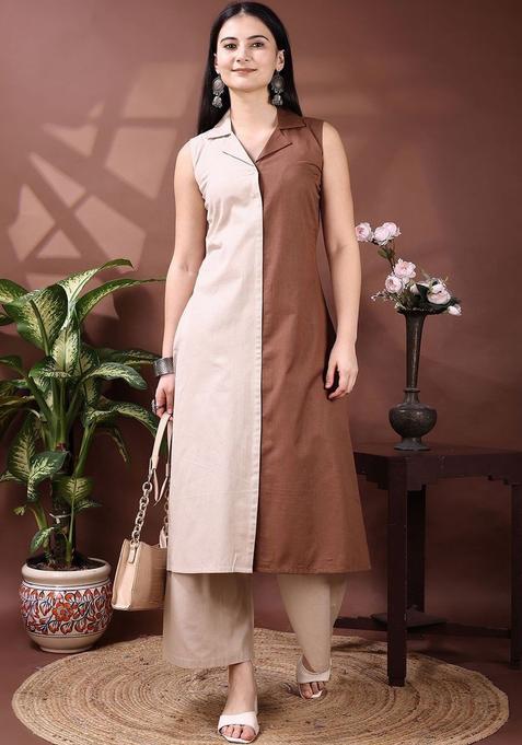 Multi Solid Cotton Kurta Set