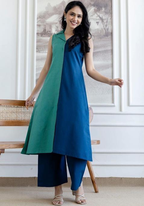 Multi Solid Cotton Kurta Set