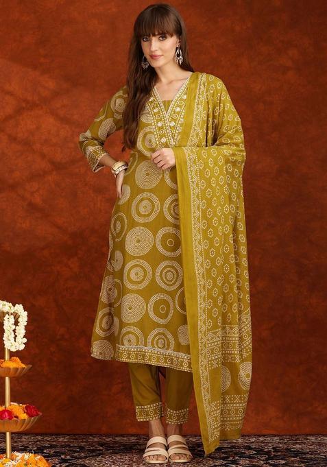 Yellow Printed Cotton Kurta Set
