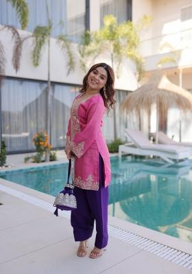 Pink Embroidered Silk Salwar Kameez