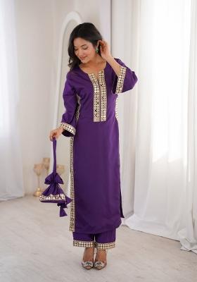 Purple Embroidered Silk Salwar Kameez