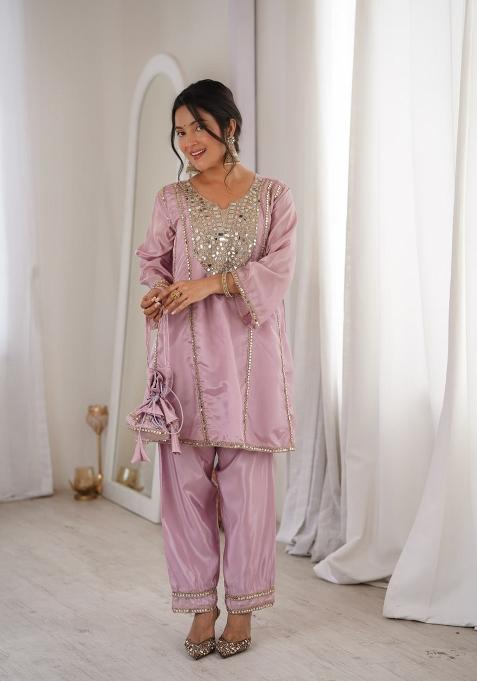 Pink Embroidered Silk Salwar Kameez
