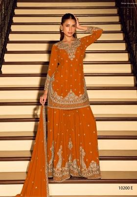 Orange Embroidered Silk Salwar Kameez