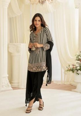 Black Embroidered Shimmer Salwar Kameez