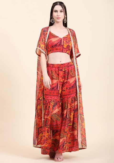 Multicolor Embellished Georgette Kurta Set 