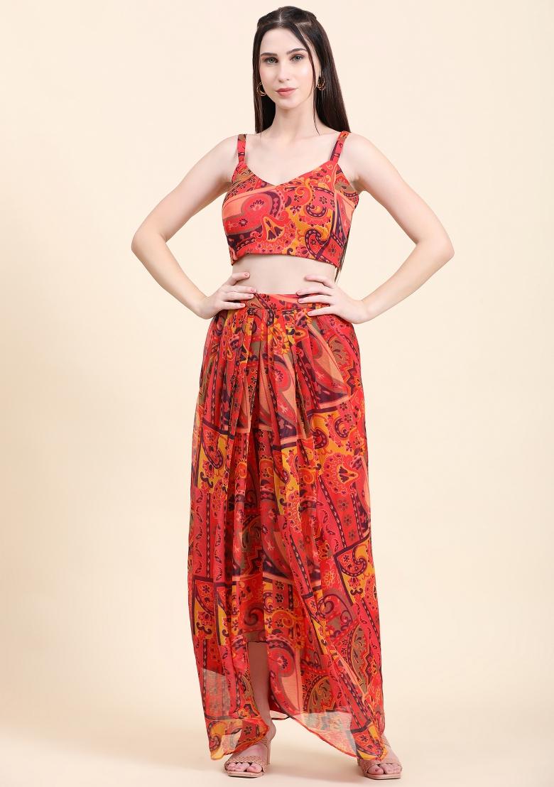 Multicolor Embellished Georgette Kurta Set  - Indya