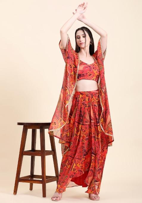 Multicolor Embellished Georgette Kurta Set 