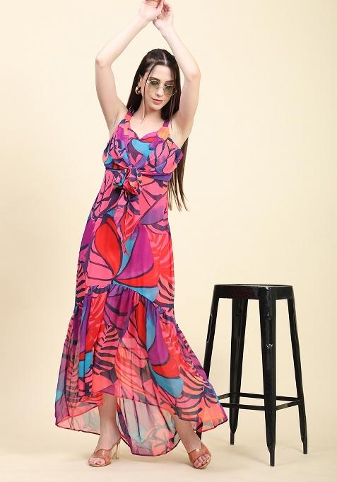 Multicolor Printed Georgette Kurta