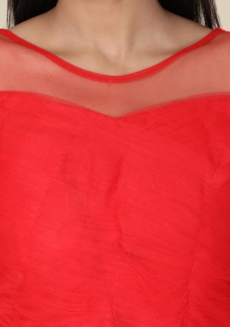 Red Net Gown - Indya