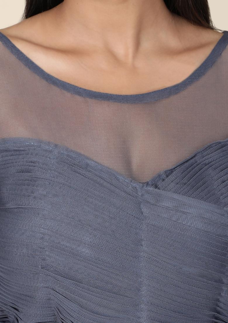 Grey Net Gown - Indya