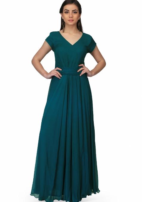 Dark Green Chiffon Gown