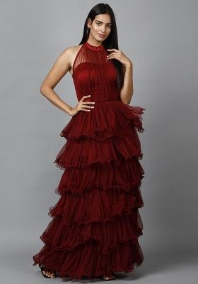 Maroon Net Gown