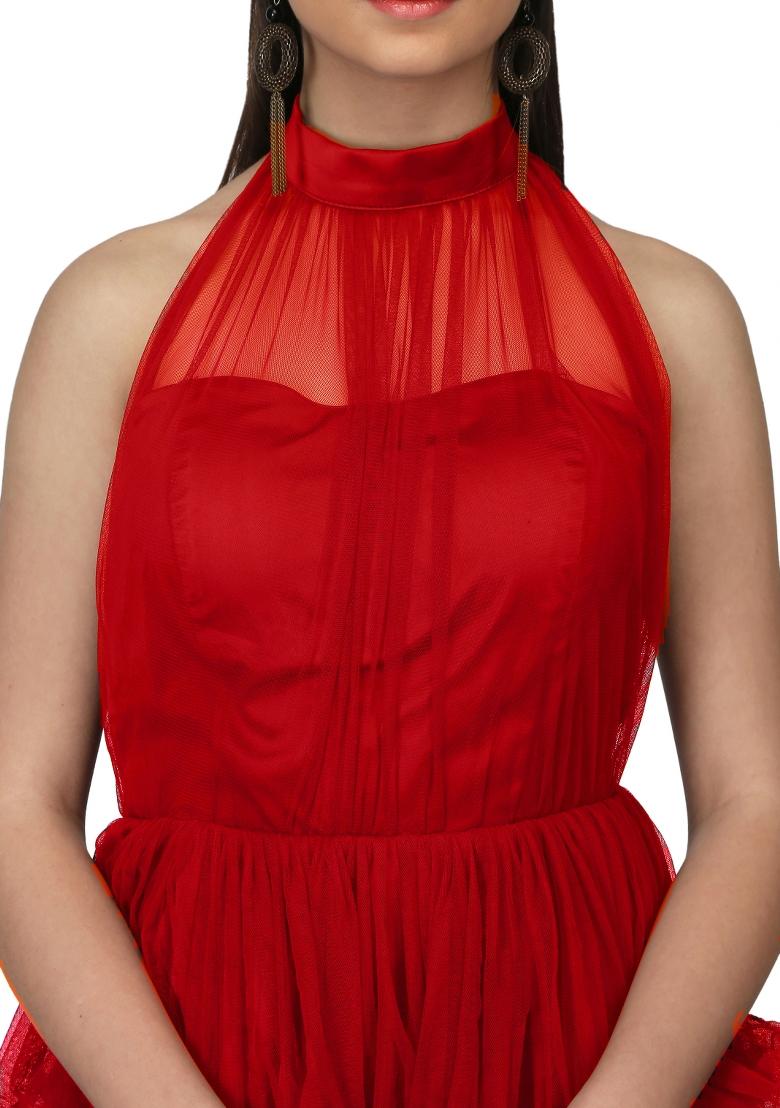 Red Net Gown - Indya