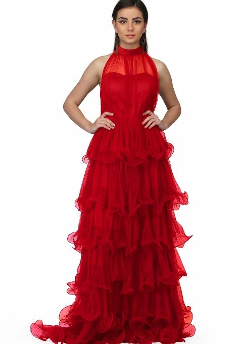 Red Net Gown