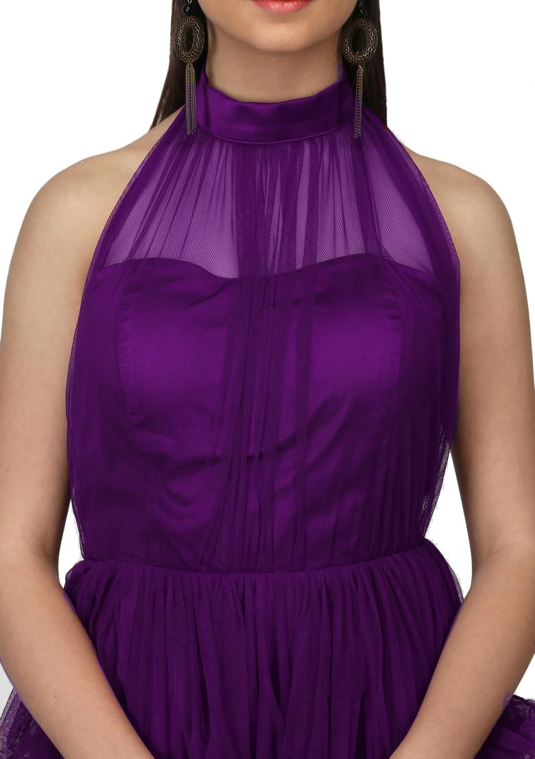Purple Net Gown - Indya