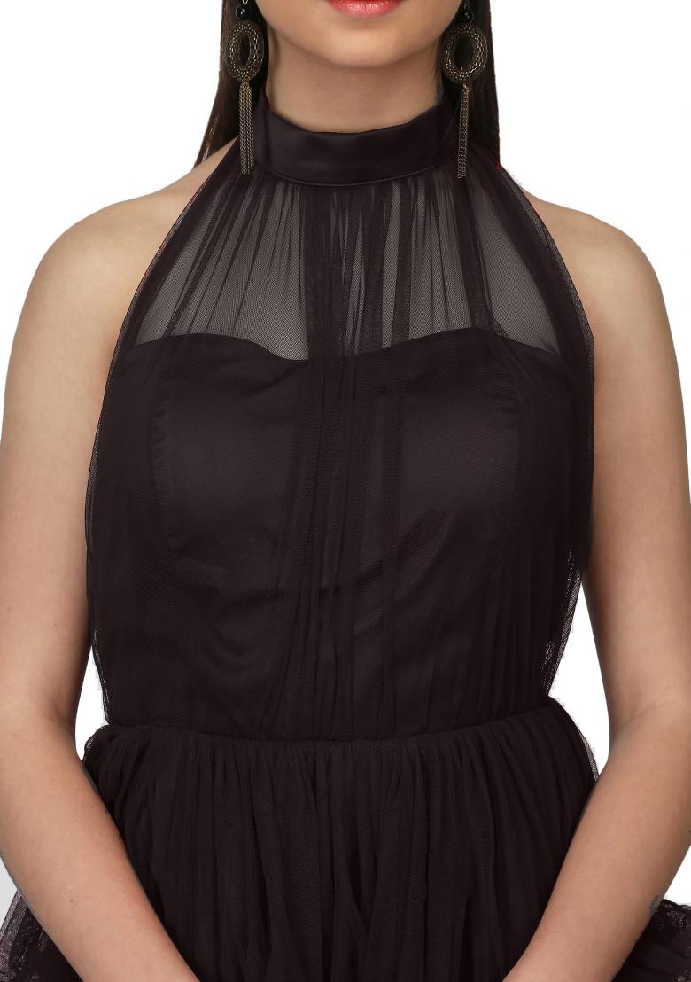 Dark Blue Net Gown - Indya