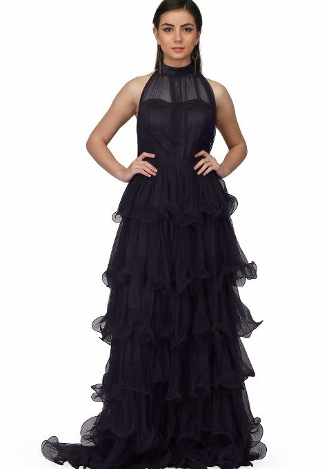 Dark Blue Net Gown