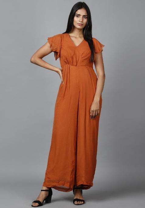 Brown Georgette Jumpsuit