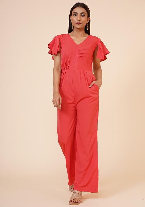 Peach Crepe Jumpsuit