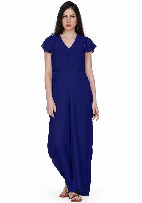 Dark Blue Georgette Jumpsuit