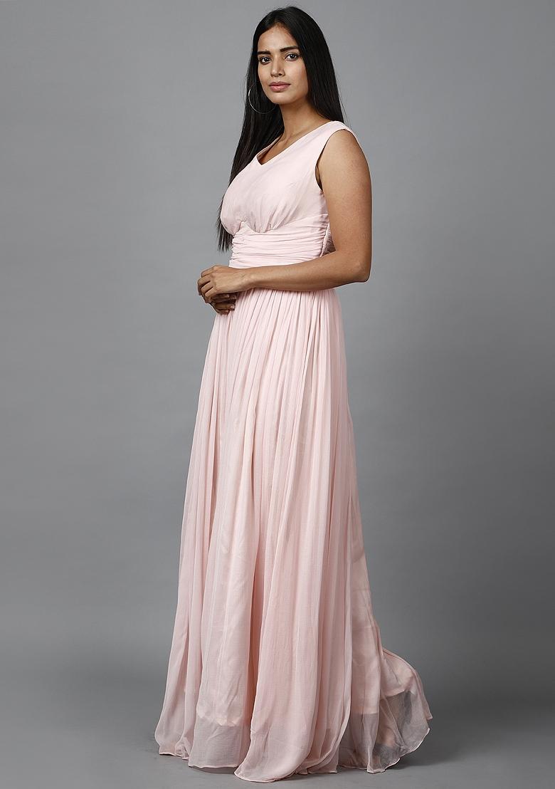 Light Pink Chiffon Gown - Indya