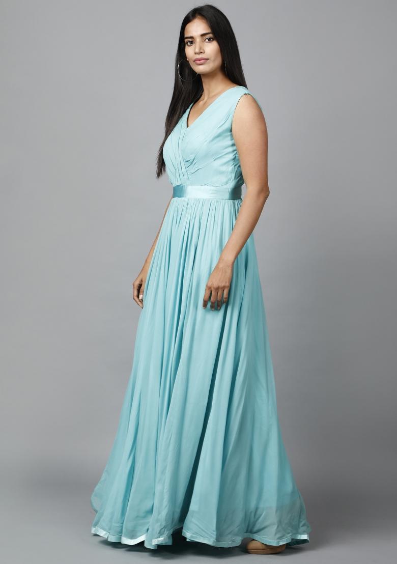 Light Blue Georgette Gown - Indya