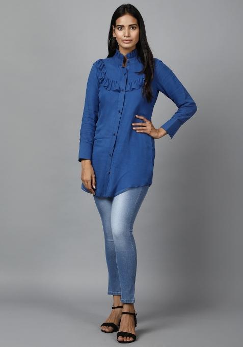 Cobalt Blue Georgette Shirt